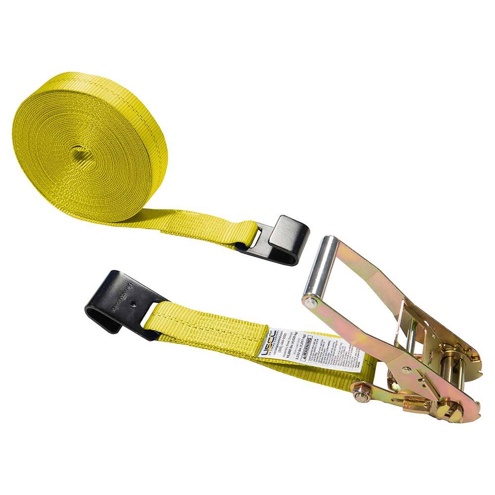 US Cargo Control - Slings & Tiedowns (Load-Rated); Type: Ratchet Tie Down ; Length (Feet): 50 ; Basket Capacity (Lb.): 3333 ; Material: Polyester ; Color: Yellow - Exact Tool & Supply