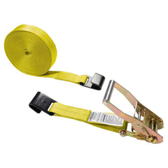 US Cargo Control - Slings & Tiedowns (Load-Rated); Type: Ratchet Tie Down ; Length (Feet): 50 ; Basket Capacity (Lb.): 3333 ; Material: Polyester ; Color: Yellow - Exact Tool & Supply