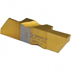 Tool-Flo - 3094FLGT Grade GP50C, 2.39mm Cutting Width Carbide Grooving Insert - Left Hand, 0.005 to 0.01" Corner Radius, TiN Finish - Exact Tool & Supply
