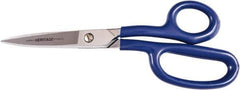 Heritage Cutlery - 3-3/8" LOC, 8-7/8" OAL Chrome Plated Heavy Duty Scissors/Shears - Right Hand, Plastic Coated Straight Handle - Exact Tool & Supply