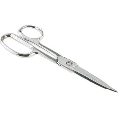 Heritage Cutlery - 3" LOC, 9-1/8" OAL Chrome Plated Heavy Duty Scissors/Shears - Left Hand, Metal Straight Handle - Exact Tool & Supply