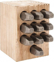 C.H. Hanson - 10 Piece, 1/4" Character Steel Stamp Set - Double Digit Figures, Double Digits - Exact Tool & Supply