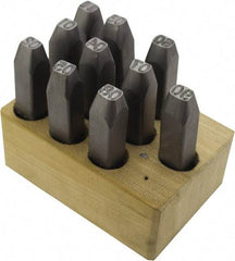 C.H. Hanson - 10 Piece, 1/8" Character Steel Stamp Set - Double Digit Figures, Double Digits - Exact Tool & Supply