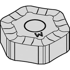 Kennametal - HNHX53 GE Grade KCK15 Carbide Milling Insert - TiN/TiCN/Al2O3 Finish, 0.219" Thick, 0.638" Inscribed Circle, 3/64" Corner Radius - Exact Tool & Supply