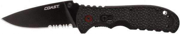 Coast Cutlery - 3" Blade, 7-1/8" OAL, Assisted Opening Knife - 4.1" Closed Length, Glass-Filled Nylon - Exact Tool & Supply