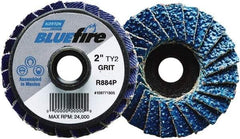 Norton - 80 Grit, 2" Disc Diam, Type 27 Zirconia Alumina Flap Disc - 30,000 Max RPM, Fiberglass Backing, Quick Change Type S Attaching System, Coated - Exact Tool & Supply