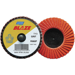Norton - 2" 80 Grit Type 27 Ceramic Alumina Flap Disc - Exact Tool & Supply