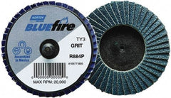 Norton - 60 Grit, 2" Disc Diam, Type 27 Zirconia Alumina Flap Disc - 30,000 Max RPM, Fiberglass Backing, Quick Change Type R Attaching System, Coated - Exact Tool & Supply