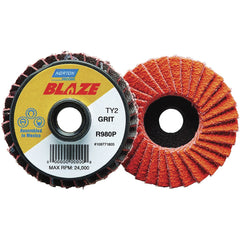 Norton - 3" 80 Grit Type 27 Ceramic Alumina Flap Disc - Exact Tool & Supply