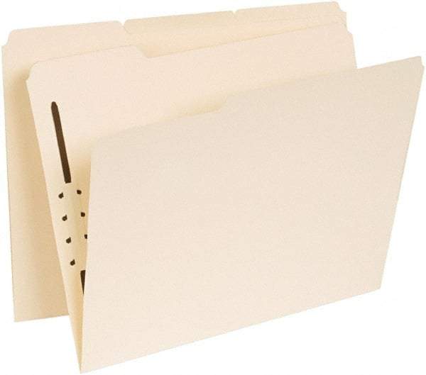 UNIVERSAL - 8-1/2 x 11", Letter Size, Manila, Classification Folders with Top Tab Fastener - 11 Point Stock, Assorted Tab Cut Location - Exact Tool & Supply