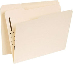 UNIVERSAL - 8-1/2 x 11", Letter Size, Manila, Classification Folders with Top Tab Fastener - 11 Point Stock, Assorted Tab Cut Location - Exact Tool & Supply