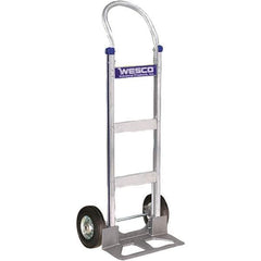 Wesco Industrial Products - 600 Lb Capacity 49" OAH Hand Truck - 18 x 7-1/2" Base Plate, Swept Back, Continuous Handle, Aluminum, Semi-Pneumatic Wheels - Exact Tool & Supply