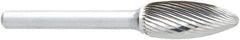 OSG - 6mm Cut Diam, 6mm Shank Diam, Inverted Cone Head Fluted Cut Burr - Carbide, Flat End, 8mm LOC, 50mm OAL - Exact Tool & Supply