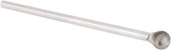 OSG - 1/2" Cut Diam, 1/4" Shank Diam, Ball Head Fluted Cut Burr - Carbide, Radius End, 1/2" LOC, 6" OAL - Exact Tool & Supply