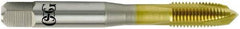 OSG - M5x0.80 Metric Coarse, 3 Flute, TiN Finish, Vanadium High Speed Steel Spiral Point Tap - Plug Chamfer, Right Hand Thread, 2-3/8" OAL, 7/8" Thread Length, 0.194" Shank Diam, Series 11115 - Exact Tool & Supply