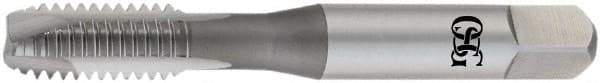 OSG - #10-32 UNF, 2 Flute, Oxide Finish, High Speed Steel Spiral Point Tap - Plug Chamfer, Right Hand Thread, 2-3/8" OAL, 7/8" Thread Length, 0.194" Shank Diam, Series 105H - Exact Tool & Supply