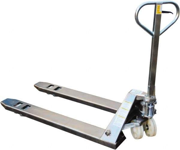 Vestil - 5,500 Lb Capacity, 7-3/4" Lift Zinc Plating Pallet Truck - 2-7/8" Min Lift Height, 48" Fork Length x 27" Fork Width, 27" Overall Width - Exact Tool & Supply