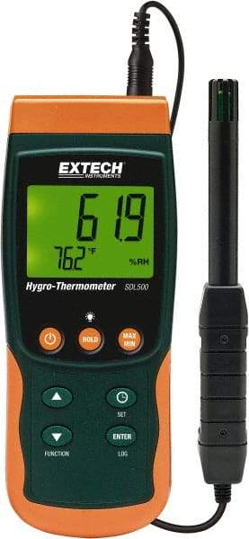 Extech - 32 to 122°F, 5 to 95% Humidity Range, Thermo-Hygrometer - 3% Relative Humidity Accuracy - Exact Tool & Supply