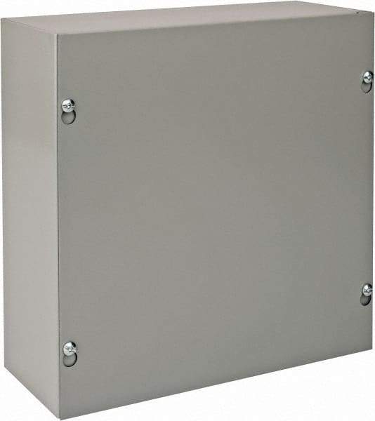 nVent Hoffman - Steel Junction Box Enclosure Screw Flat Cover - NEMA 1, 10" Wide x 10" High x 4" Deep - Exact Tool & Supply