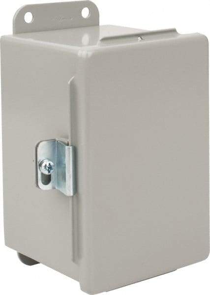 nVent Hoffman - Steel Junction Box Enclosure Hinge Flat Cover - NEMA 12, 13, 4" Wide x 6" High x 4" Deep - Exact Tool & Supply