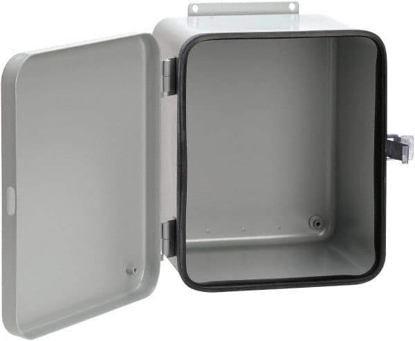 nVent Hoffman - Steel Junction Box Enclosure Hinge Flat Cover - NEMA 12, 13, 8" Wide x 10" High x 6" Deep - Exact Tool & Supply