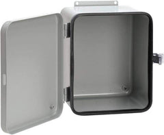 nVent Hoffman - Steel Junction Box Enclosure Hinge Flat Cover - NEMA 12, 13, 8" Wide x 10" High x 6" Deep - Exact Tool & Supply