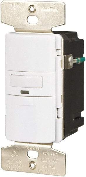 Cooper Wiring Devices - 1,000 Square Ft. Coverage, Infrared Occupancy Sensor Wall Switch - 1,000 at 120 V Incandescent, 1,000 at 120 V Fluorescent, 120 VAC, White - Exact Tool & Supply