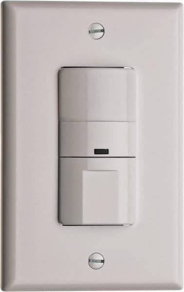 Cooper Wiring Devices - 450 Square Ft. Coverage, Infrared Vacancy Sensor Wall Switch - 600 at 120 V Incandescent, 600 at 120 V Fluorescent, 120 VAC, White - Exact Tool & Supply