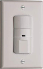 Cooper Wiring Devices - 450 Square Ft. Coverage, Infrared Vacancy Sensor Wall Switch - 600 at 120 V Incandescent, 600 at 120 V Fluorescent, 120 VAC, White - Exact Tool & Supply