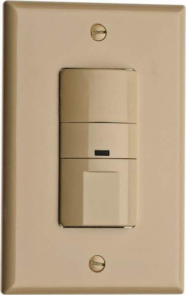 Cooper Wiring Devices - 450 Square Ft. Coverage, Infrared Vacancy Sensor Wall Switch - 600 at 120 V Incandescent, 600 at 120 V Fluorescent, 120 VAC, Ivory - Exact Tool & Supply
