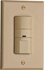 Cooper Wiring Devices - 450 Square Ft. Coverage, Infrared Vacancy Sensor Wall Switch - 600 at 120 V Incandescent, 600 at 120 V Fluorescent, 120 VAC, Ivory - Exact Tool & Supply