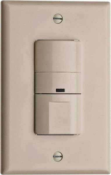 Cooper Wiring Devices - 450 Square Ft. Coverage, Infrared Vacancy Sensor Wall Switch - 600 at 120 V Incandescent, 600 at 120 V Fluorescent, 120 VAC, Light Almond - Exact Tool & Supply