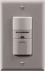 Cooper Wiring Devices - 1,000 Square Ft. Coverage, Infrared Occupancy Sensor Wall Switch - 600 at 120 V Incandescent, 600 at 120 V Fluorescent, 120 VAC, Gray - Exact Tool & Supply