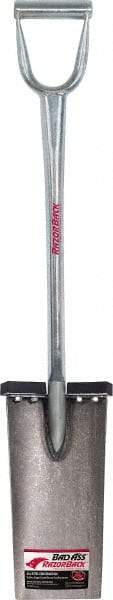Razor-Back - 13" High x 6-1/2" Wide Square Steel Spade - 26" Long Steel D-Grip Handle, Front Turned - Exact Tool & Supply