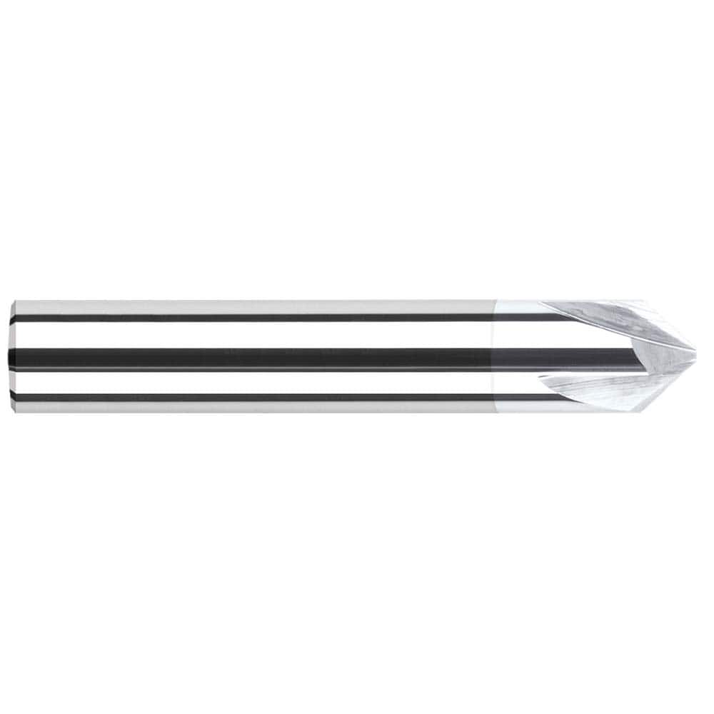 Harvey Tool - 3/8" Diam 90°/90° 3-Flute Single End Solid Carbide Chamfer Mill - Exact Tool & Supply