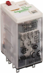 Square D - 8 Pins, 1.2 VA Power Rating, Ice Cube Electromechanical Plug-in General Purpose Relay - 12 Amp at 277 VAC, DPDT, 24 VAC, 21mm Wide x 40mm High x 27mm Deep - Exact Tool & Supply