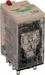 Square D - 8 Pins, 1.2 VA Power Rating, Ice Cube Electromechanical Plug-in General Purpose Relay - 12 Amp at 277 VAC, DPDT, 120 VAC, 21mm Wide x 40mm High x 27mm Deep - Exact Tool & Supply