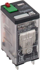 Square D - 8 Pins, 1.1 VA Power Rating, Ice Cube Electromechanical Plug-in General Purpose Relay - 15 Amp at 250 VAC, DPDT, 120 VAC, 21mm Wide x 39mm High x 27mm Deep - Exact Tool & Supply