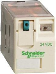 Square D - 8 Pins, Ice Cube Electromechanical Plug-in General Purpose Relay - 15 Amp at 277 V, DPDT, 24 VDC, 21mm Wide x 39mm High x 27mm Deep - Exact Tool & Supply