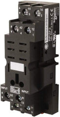 Square D - 8 Pins, 250 Volt, 16 Amp, DPDT, Ice Cube Relay Socket - DIN Rail Mount, Screw Panel Mount, Screw Clamp Terminal - Exact Tool & Supply