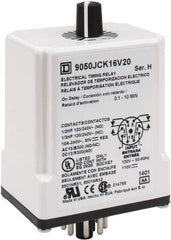 Square D - 8 Pin, 10 min Delay, DPDT Time Delay Relay - 10 Contact Amp, 110 VDC & 120 VAC - Exact Tool & Supply