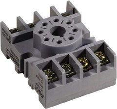Square D - 8 Pins, 600 VAC, 10 and 15 Amp, Octal Relay Socket - DIN Rail Mount, Panel Mount, 1 Tier, Screw Clamp Terminal - Exact Tool & Supply