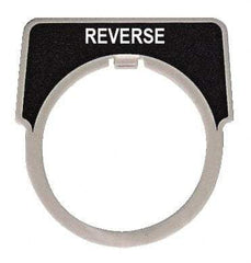 Square D - Half Round, Aluminum Legend Plate - Reverse - Black Background, White Letters, 1.18 Inch Hole Diameter - Exact Tool & Supply