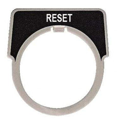 Square D - Half Round, Metal Legend Plate - Reset - Black Background, White Letters, 30mm Hole Diameter - Exact Tool & Supply