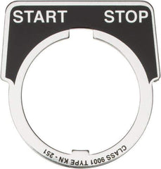 Square D - Metal Legend Plate - Start-Stop - Black Background, White Letters, 30mm Hole Diameter - Exact Tool & Supply