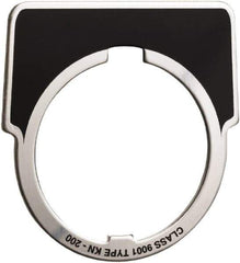 Square D - Metal Legend Plate - Jog - Black Background, White Letters, 30mm Hole Diameter - Exact Tool & Supply