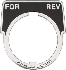 Square D - Metal Legend Plate - For-Rev - Black Background, White Letters, 30mm Hole Diameter - Exact Tool & Supply