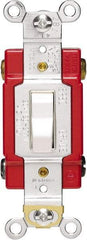 Cooper Wiring Devices - 4 Pole, 120 to 277 VAC, 20 Amp, Industrial Grade, Toggle, Wall and Dimmer Light Switch - 1.3 Inch Wide x 4.19 Inch High, Fluorescent - Exact Tool & Supply