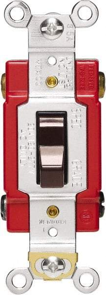 Cooper Wiring Devices - 4 Pole, 120 to 277 VAC, 20 Amp, Industrial Grade, Toggle, Wall and Dimmer Light Switch - 1.3 Inch Wide x 4.19 Inch High, Fluorescent - Exact Tool & Supply