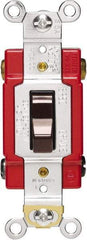 Cooper Wiring Devices - 4 Pole, 120 to 277 VAC, 20 Amp, Industrial Grade, Toggle, Wall and Dimmer Light Switch - 1.3 Inch Wide x 4.19 Inch High, Fluorescent - Exact Tool & Supply